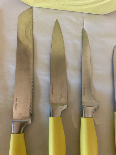 Vintage Fiesta Knife Set 6 PC With block Yellow - Picture 8 of 9
