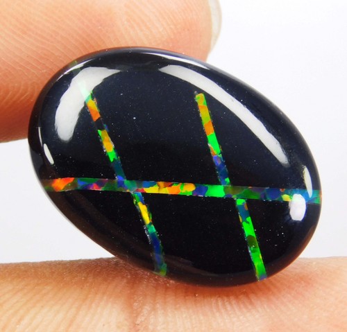 Zertifizierter 15,15 ct natürlicher australischer Schwarzfeueropal Doublet loser Edelstein - Bild 5 von 11