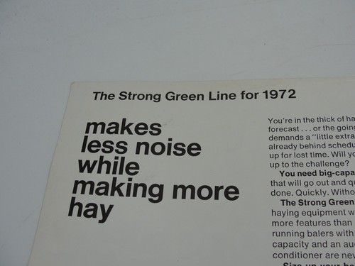 John Deere The Strong Green Line of Haying Equipment 1972 Brochure - Foto 2 di 11
