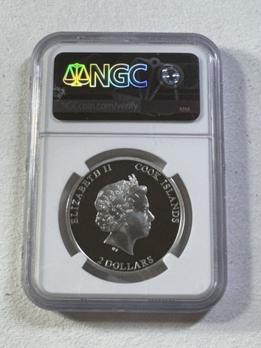 2014 Cook Islands $2 Colorized Chamois Silver Proof Graded PR 70 DCAM by NGC - Picture 11 of 11