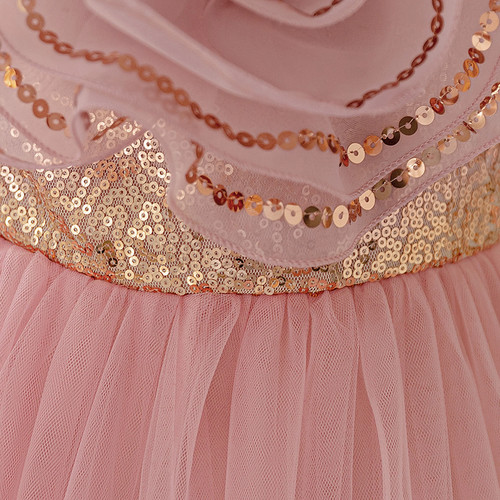 Elegant Sequin Party Girls Cute Dress Birthday Prom Gown Luxury Evening Costume - Picture 5 of 11