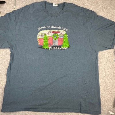 Delta Pro Weight Mens XL Holiday Camper Graphic T-Shirt Blue No Place Like Home