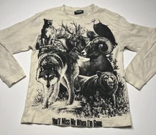 Pleasures Long Sleeve Thermal Size Medium AOP Nature White Black 