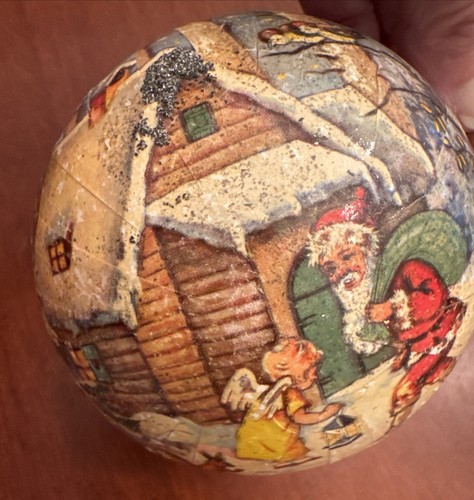 Vintage Christmas Paper Mache Candy Container Ornament Santa & Angel Germany - Picture 3 of 10