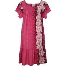 Vintage Jade Fashions Pink Hibiscus Muu Muu Dress Made in Hawaii XL Floral