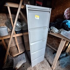 Bisley 4-Drawer Metal Filing Cabinet – Grey – Lockable (No Key)