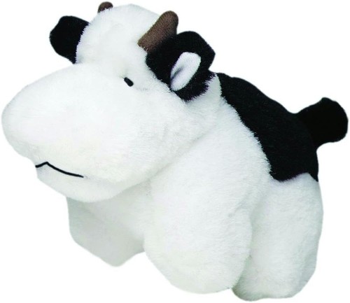 Multipet Look Who's Talking Cow Dog Toy 7", Black, White - Picture 1 of 3