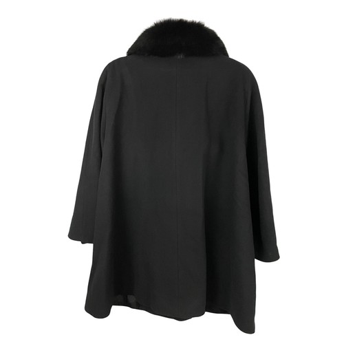 VTG Forecaster Of Boston Black 100% Wool Winter Jacket Coat Fox Fur Trim Sz 24 - Picture 2 of 16