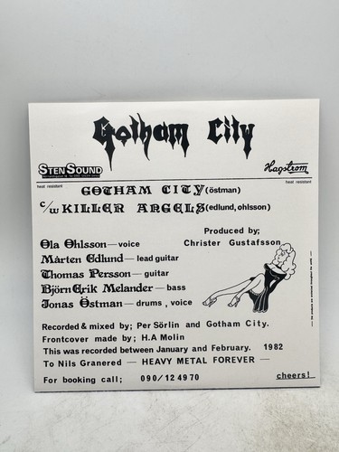 Gotham City - Gotham City / Killer Angels 1982 7" Rock Vinyl NM RARE - Picture 2 of 5