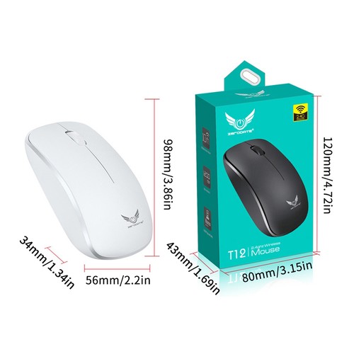 T12 Wireless Mute Mouse Portable Ergonomic Portable Computers Tablets Mouse - Photo 3/5