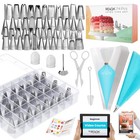 74 PCs Icing Piping Bags and Tips Set, Cake Decorating Kit with 48-Numbered P...