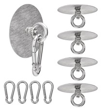 Sankoly 4 Pcs Self Adhesive Ceiling Hook Stainless Steel Pad Eye silvery
