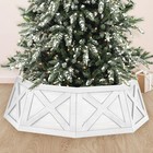 Wooden Christmas Tree Collar, 8 Panels 30'' Octagon White Christmas Tree Base...