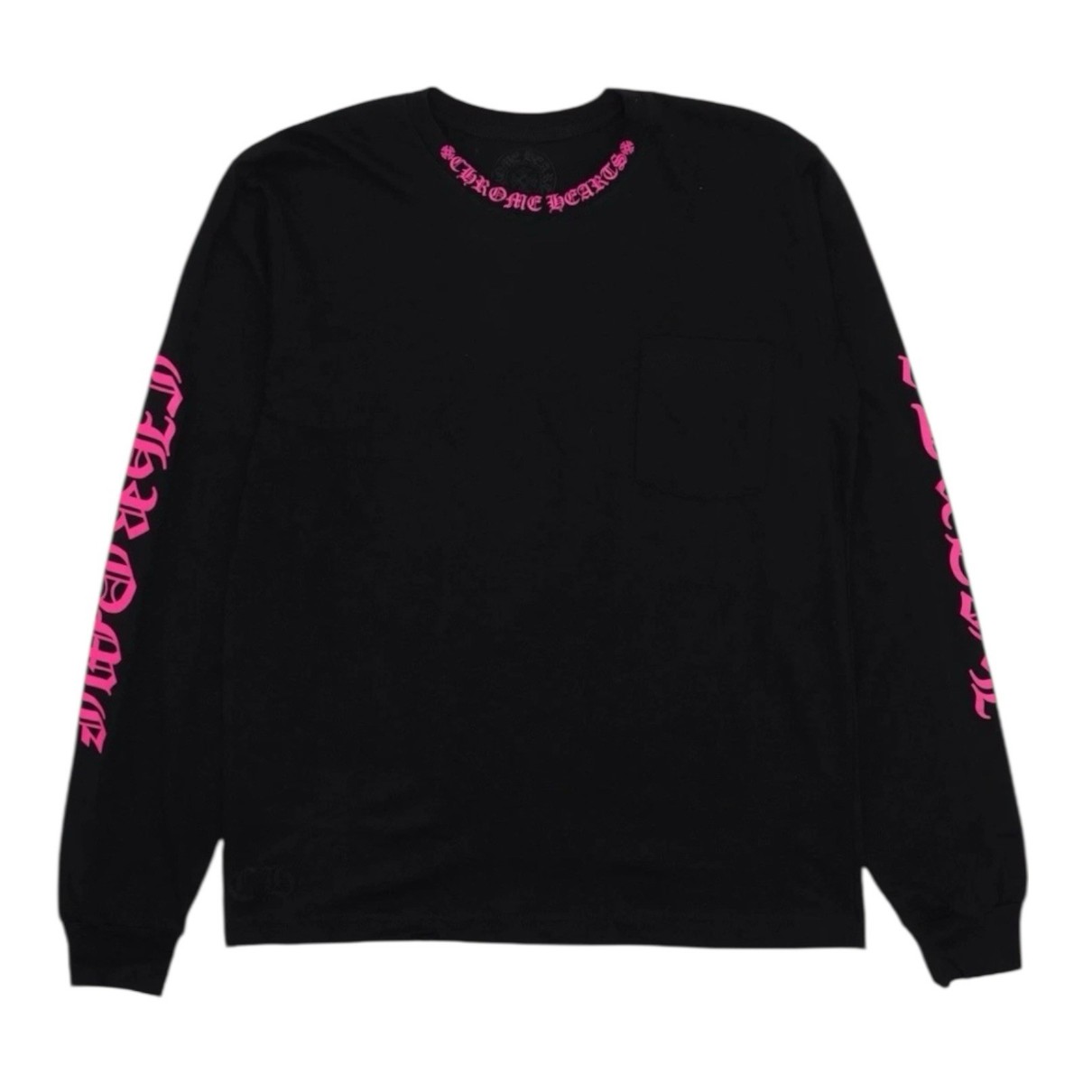 BNIB Chrome Hearts Hot Pink/Black Neck Logo Long Sleeve T Shirt
