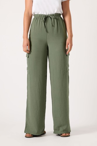 Long Tall Sally Women Tall Cargo Crepe Wide Leg Trousers - Picture 2 of 20