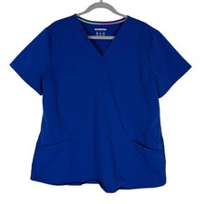 Scrubstar Shirt Womens Large Electric Blue V Neck Scrub Top Short Sleeve Pockets