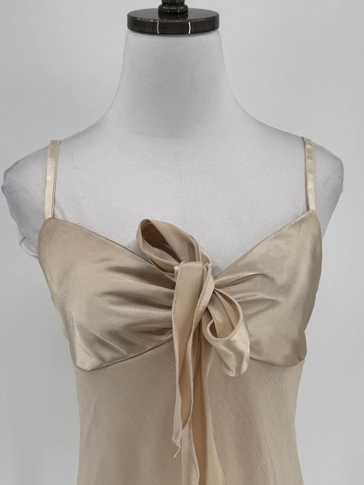 A. Byer Y2K Vintage Womens Tan Satin Tie Front Camisole Top Sz M - Image 2 of 4