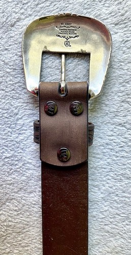 2007 Men’s Ariat Lmt. Edition Emboss Billet Brown Belt Sz 30-32 Removable Buckle - Picture 3 of 6