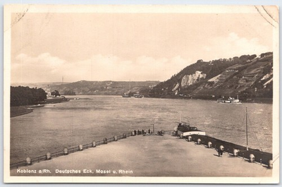 #ad Vintage Koblenz Deutsches Eck Mosel and Rhein River Black amp; White Postcard $5.95