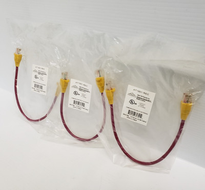 Lot of 3 NEW SEALED Allen Tel AT1501-REC Cat 5e Ethernet Crossover Cable 1ft Red