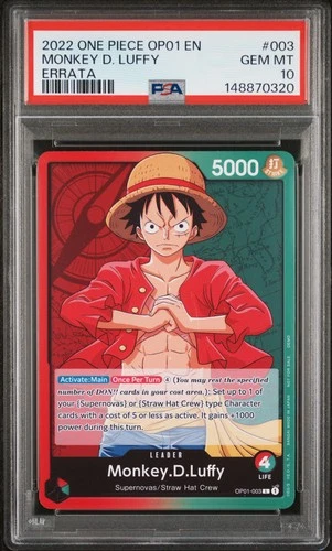 2022 ONE PIECE OP01-ROMANCE DAWN ERRATA #003 MONKEY D. LUFFY PSA 10