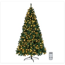 6' Pre-Lighted Christmas Tree Warm White Remote Control Hinged Xmas Pine - Green