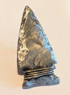Pewter Button. Realistic Arrowhead. Large.