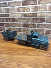VINTAGE 1960 TONKA TOYS PRESSED STEEL TONKA FARM STAKE TRUCK AND TRAILER