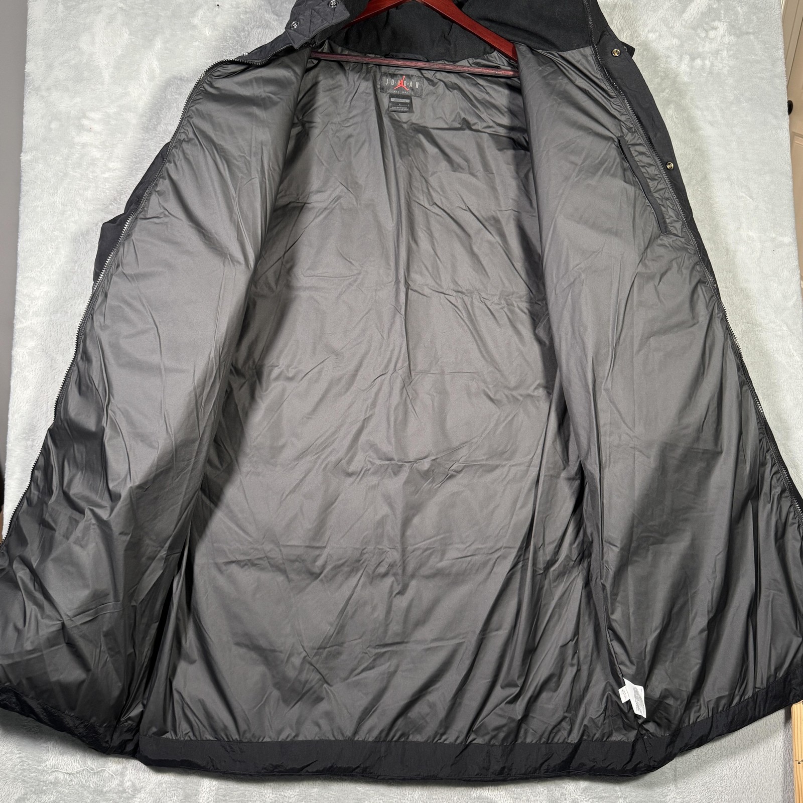 Jordan Parka Coat Womens Large Black Down Puffer Flight Hooded Long Nike Jacket thumbnail 6