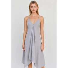 The Handloom Los Angeles Cotton Gray Asymmetric Strappy Dress size OS