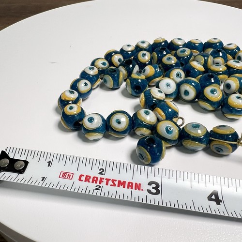 Vintage Handmade Ethnic Evil Eye Beads 47 pieces Blue & Yellow - Picture 5 of 13