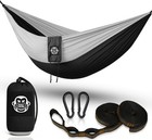 Ultralight Camping Hammock Black/White | 300kg Limit + Straps & Clips