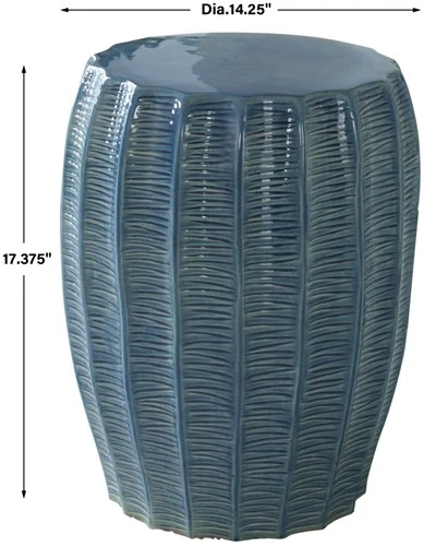 Uttermost 25154 Harbor 15"W Framed Earthenware Garden Stool - Blue - Picture 3 of 4