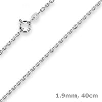 1,9Mm Ankerkette Diamantiert Collier Halskette Aus 925 Silber Rhodiniert 40Cm