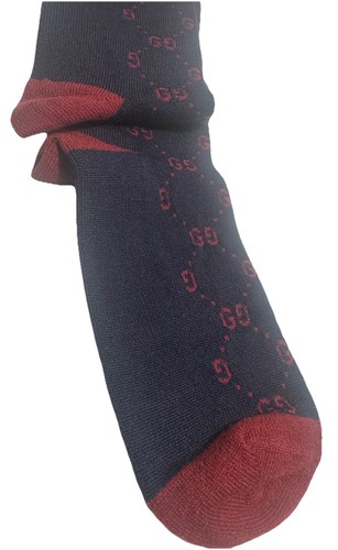 Gucci Men’s Long Socks | BRAND NEW w/Tags Navy & Maroon Size Large 12/ 26-28 cm - Picture 6 of 8