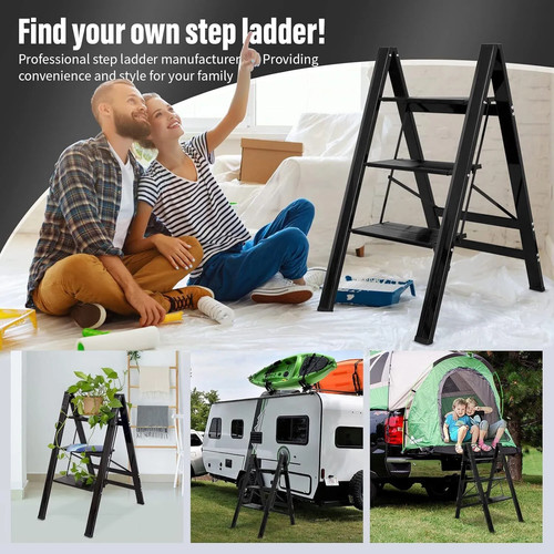 2 Stufen Leiter klappbar Tritthocker mit breitem Anti-Rutsch-Pedal leichtes Aluminium - Bild 5 von 18