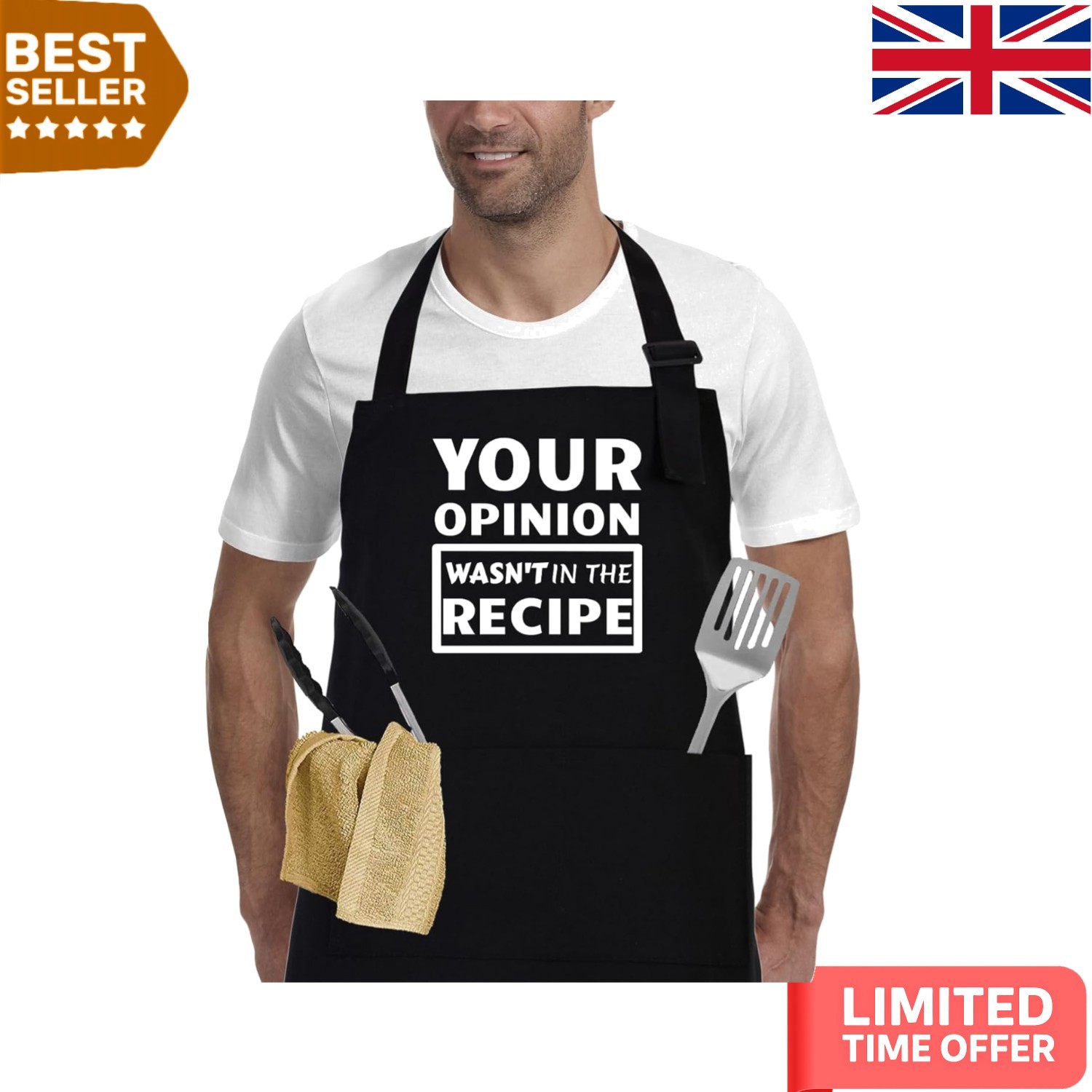 Funny Adjustable BBQ Apron with Pockets - Perfect Gift for Cooking Lovers