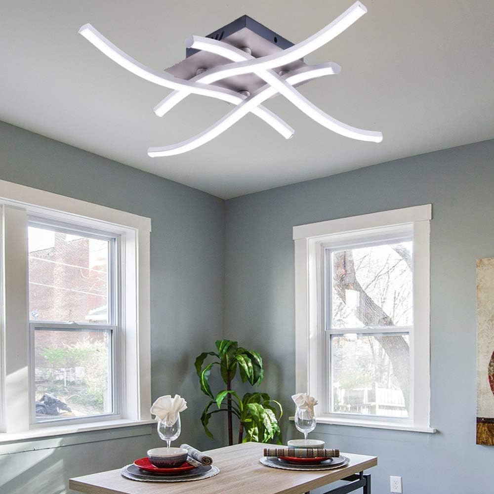 Plafoniera LED Moderna a Soffitto | 4 Barre Curve Luce Potente