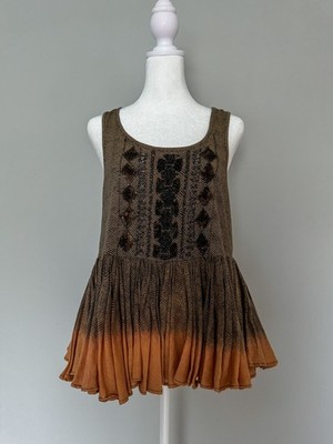 Anthropologie Akemi + Kin, Boho Beaded Dip Dye Anaphora Tank Top XS