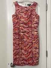 Alex Marie Career Sheath Dress Sleeveless Multicolor Lined Office Womens Sz 8