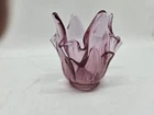 Fenton Rose Pink Glass Votive Candle Holder Vase 4.75" Tall Spiked Pulled Art