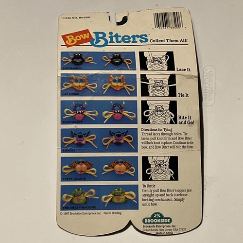 Cat Zooks Bow Biters Vintage Brookside 1989 Neon shoelace holders Lace Lock - Picture 3 of 3