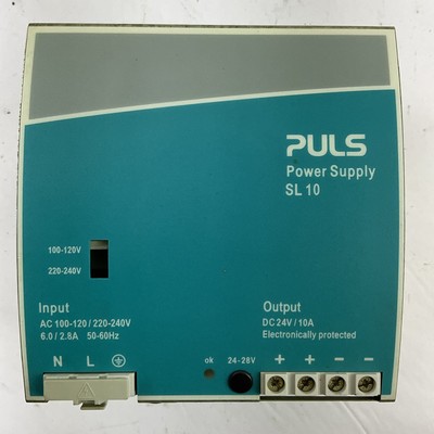 PULS SL10.105 POWER SUPPLY OUTPUT 24-28VDC 10A INPUT 100-120/200-240VAC 6/2.8A
