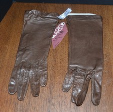 VTG Women's ISOTONER by ARIS Fine Leather Driving Gloves NWT Lined SIZE 8 Brown