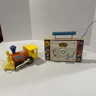 Vintage FISHER PRICE Kids Toy Radio Ten Little Indians & Toot Toot Train