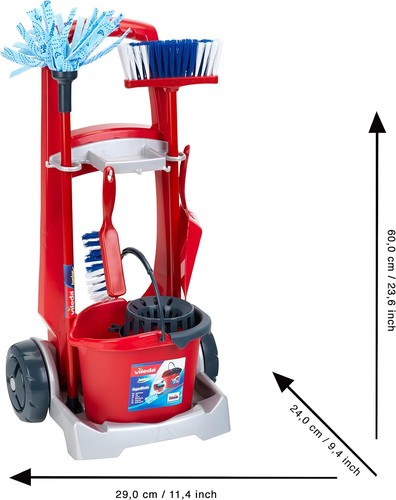 Theo Klein 6741 Vileda Broom Trolley I With Mop , Bucket , Broom and much more I - Picture 2 of 6