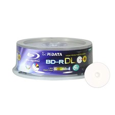 25 Pack Ridata Blu-ray BD-R DL Dual Layer 6X 50GB White Inkjet Hub Printable ...