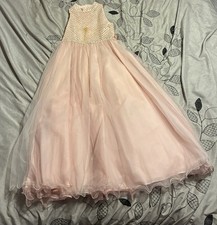 Girls Pink Tulle Formal Flower Girl Dress with Embellished Bodice
