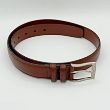 Perry Ellis Portfolio Mens Leather Belt 32" Brown Chocolate  NEW NWT Silver