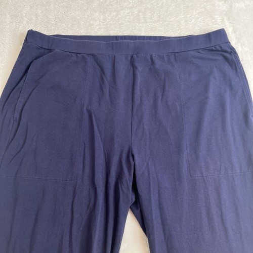 Pantalone EILEEN FISHER donna extra large blu elasticizzato pull on conico vita alta XL - Foto 2 di 14